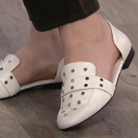 Vince Camuto White Studded Loafers - Picture 2 of 12
